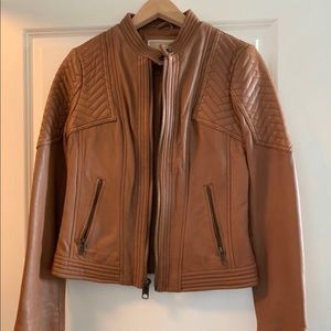 Michael Kors leather jacket tan size small